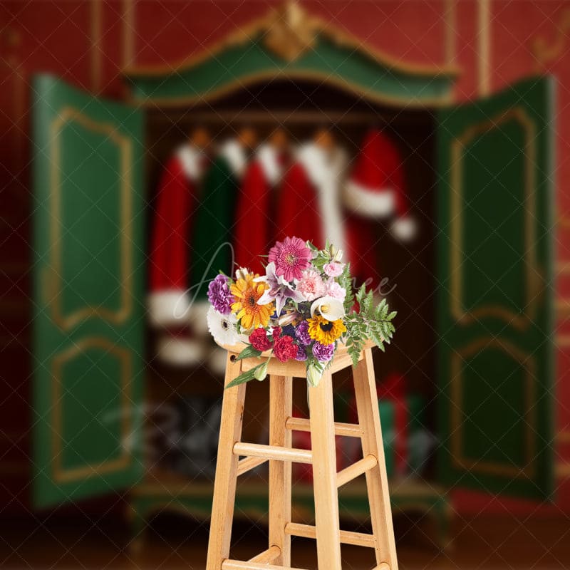 Aperturee - Aperturee Exquisite Cloakroom Santas Closet Christmas Backdrop