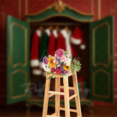 Aperturee - Aperturee Exquisite Cloakroom Santas Closet Christmas Backdrop