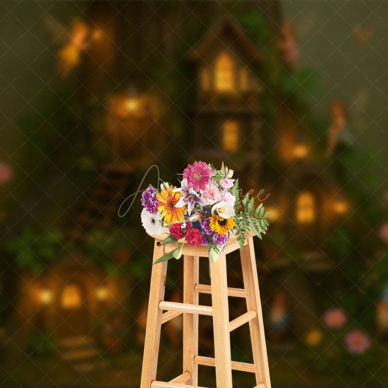Aperturee - Aperturee Fairy Cottage Floral Sweet Nights Photo Backdrop