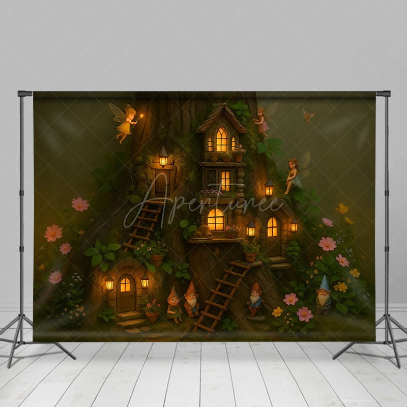 Aperturee - Aperturee Fairy Cottage Floral Sweet Nights Photo Backdrop
