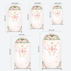 Aperturee - Aperturee Fairy Floral Pink Butterfly Birthday Arch Backdrop