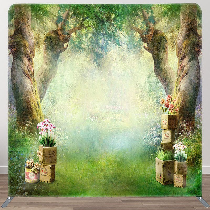 Aperturee - Aperturee Fairy Tale Forest Tree Birthday Pillow Case Backdrop