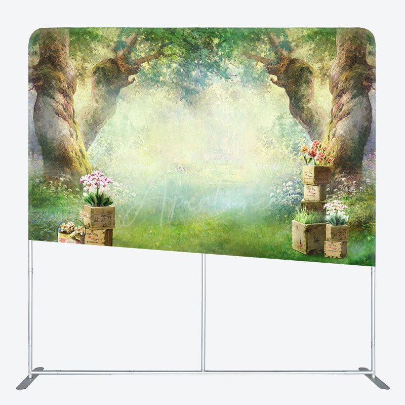 Aperturee - Aperturee Fairy Tale Forest Tree Birthday Pillow Case Backdrop