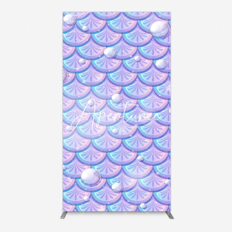 Aperturee - Aperturee Fairy Tale Mermaid Scale Pearl Birthday Rectangle Backdrop