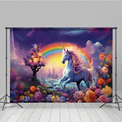 Aperturee - Aperturee Fairy Wonderland Colorful Unicorn Cake Smash Backdrop