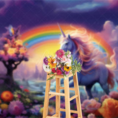 Aperturee - Aperturee Fairy Wonderland Colorful Unicorn Cake Smash Backdrop
