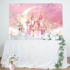 Aperturee - Aperturee Fairyland Pink Sweet Moon Lights Castle Backdrop