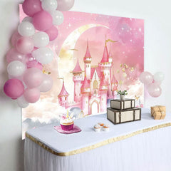 Aperturee - Aperturee Fairyland Pink Sweet Moon Lights Castle Backdrop