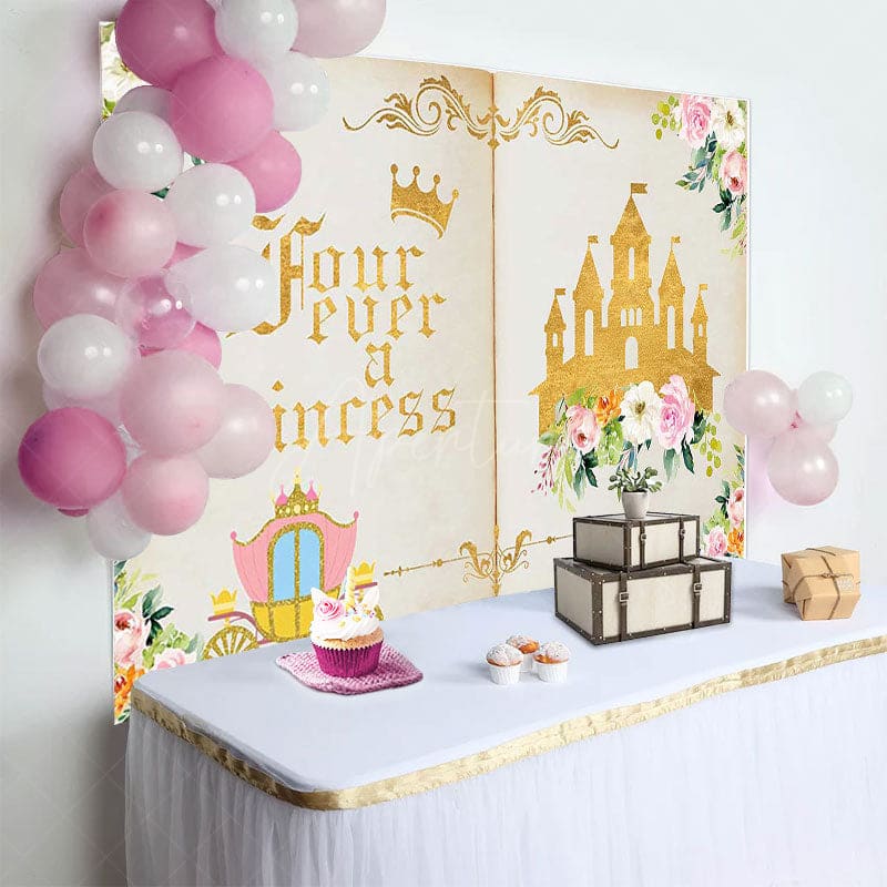Aperturee - Aperturee Fairytale Book Four Ever A Princess Birthday Backdrop