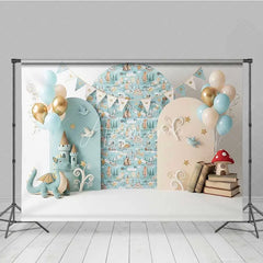 Aperturee - Aperturee Fairytale Castle and Dragon Photography Backdrop Knight Adventure Party Banner