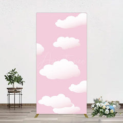Aperturee - Aperturee Fairytale Pink White Clouds Birthday Rectangle Backdrop