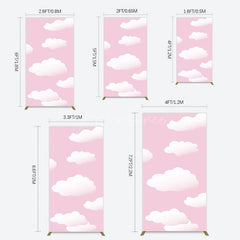 Aperturee - Aperturee Fairytale Pink White Clouds Birthday Rectangle Backdrop