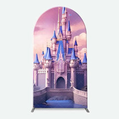 Aperturee - Aperturee Fairytale Princess Castle Arch Backdrop Magical Pink Kingdom for Girl’s Birthday Dreamy Party Photo Booth Decor
