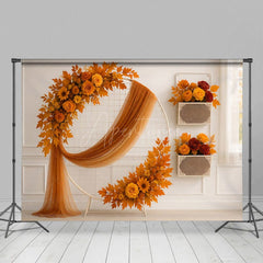 Aperturee - Aperturee Fall Flowers Boho Circle Clean Wedding Backdrop