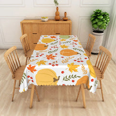 Aperturee - Aperturee Fall Harvest Pumpkin Patch Rectangle Tablecloth for Thanksgiving Dinner and Autumn Themed Party Decor