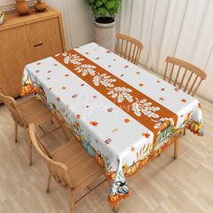 Aperturee - Aperturee Fall Pumpkin Patch and Autumn Leaf Rectangle Tablecloth for Thanksgiving and Harvest Festival Decor