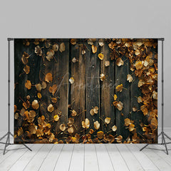 Aperturee - Aperturee Fallen Ginkgo Leaves Wooden Floor Autumn Backdrop