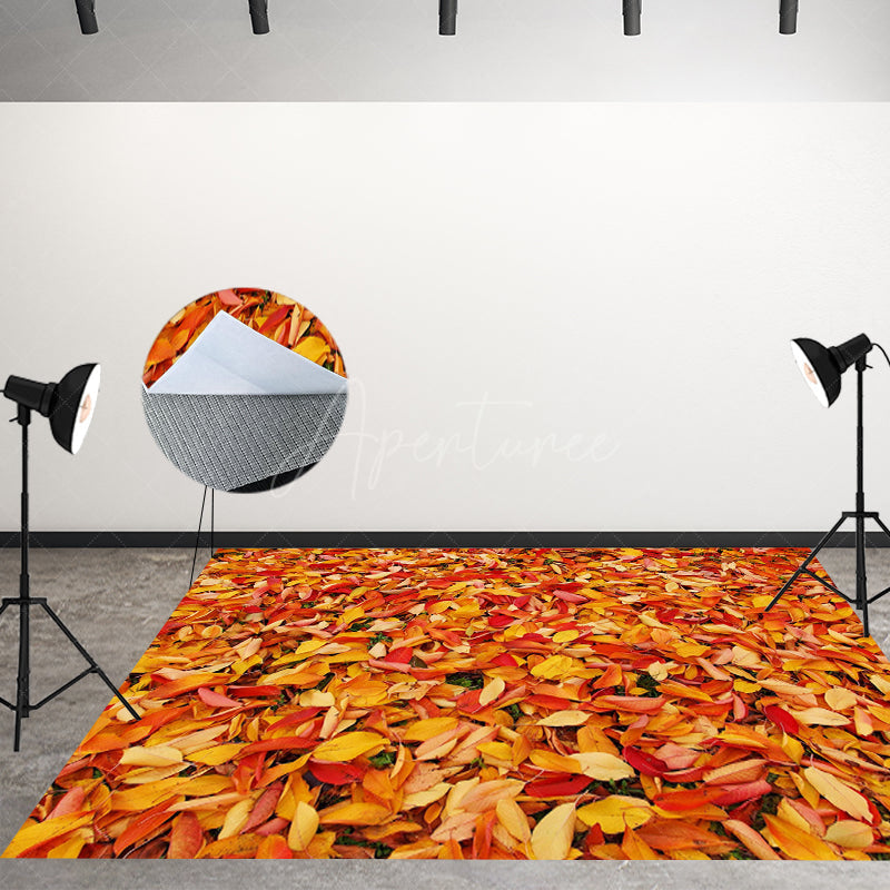 Aperturee - Aperturee Fallen Leaf Over The Ground Fabric Floor Backdrop