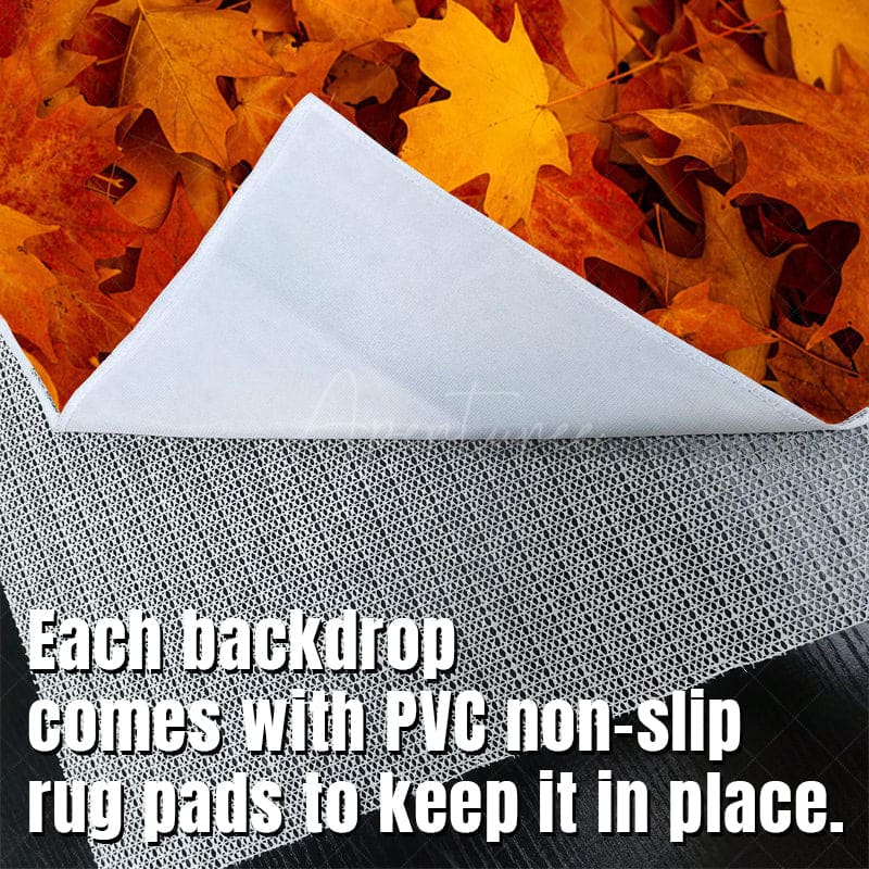 Aperturee - Aperturee Fallen Maple Leaves Autumn Fabric Floor Backdrop