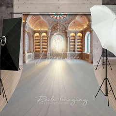 Aperturee - Aperturee Fantasy Library Sweep Backdrop Magic School Architecture Photography Floor Mat Ornate Room Decoration