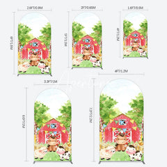 Aperturee - Aperturee Farm Animals Red Barn Happy Birthday Arch Backdrop