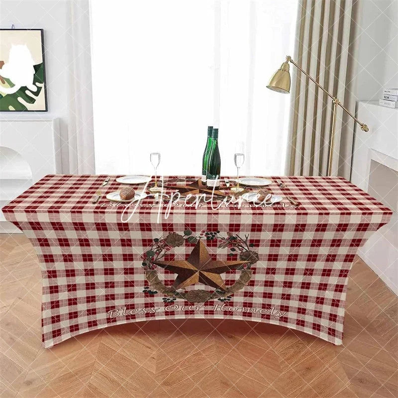 Aperturee - Aperturee Farm Berry Flower Leaves Wreath Stretch Table Cover
