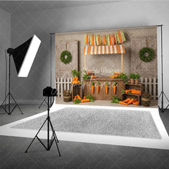 Aperturee - Aperturee Farmer’s Market Carrot Stand Backdrop Easter Garden Barn Door Photography Background