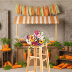 Aperturee - Aperturee Farmer’s Market Carrot Stand Backdrop Easter Garden Barn Door Photography Background