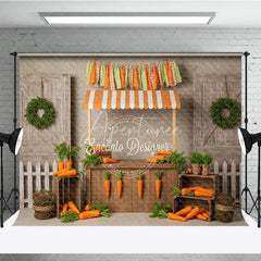 Aperturee - Aperturee Farmer’s Market Carrot Stand Backdrop Easter Garden Barn Door Photography Background