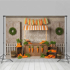 Aperturee - Aperturee Farmer’s Market Carrot Stand Backdrop Easter Garden Barn Door Photography Background