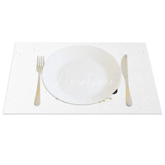 Aperturee - Aperturee Farmhouse Christmas Set of 4 Placemats Merry Christmas Script Modern Minimalist White Table Mats
