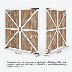 Aperturee - Aperturee Farmhouse Rustic Wooden Barn Door Square Double-Sided Backdrop White X-Brace and Black Handles for Photography