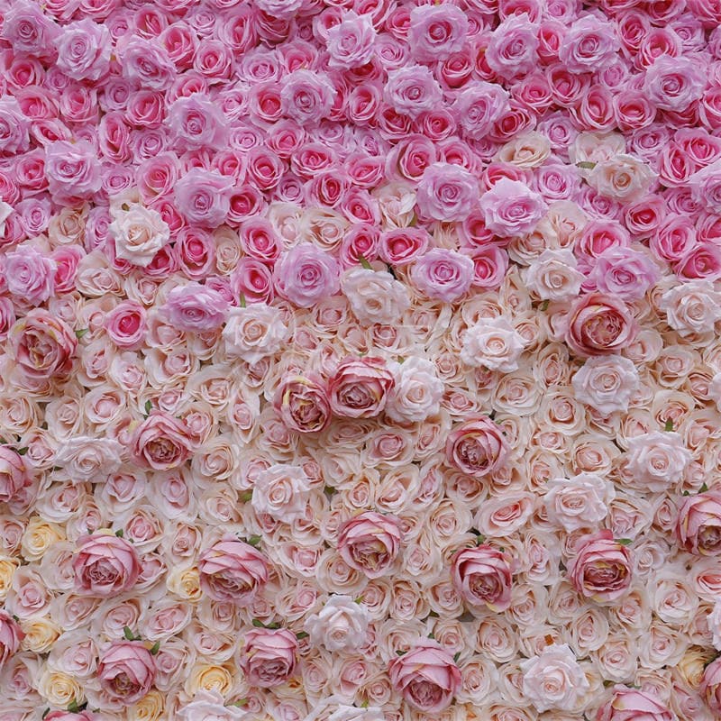 Aperturee - Aperturee Faux Pink Gradient Flower Wall Decor For Wedding Party