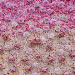 Aperturee - Aperturee Faux Pink Gradient Flower Wall Decor For Wedding Party