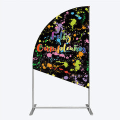 Aperturee Aperturee Feliz Cumplea?os Half Moon Arch Backdrop Banner Colorful Paint Splatter Party Decor Spanish Happy Birthday Photo Prop