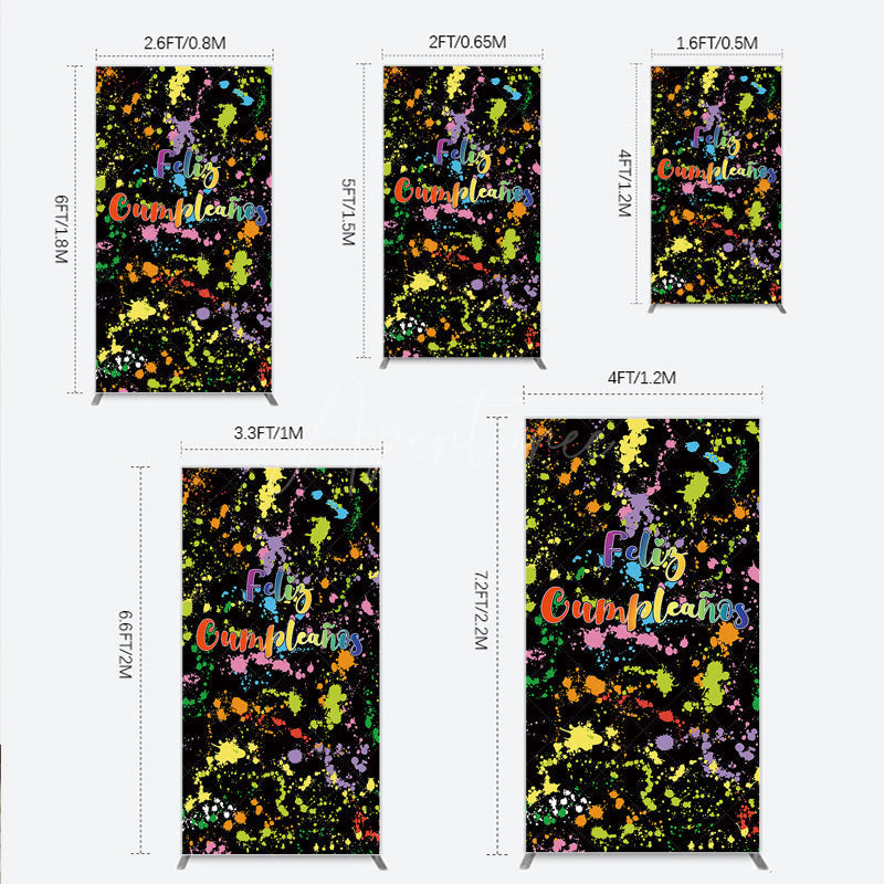 Aperturee Aperturee Feliz Cumplea?os Rectangle Backdrop Banner Colorful Paint Splatter Party Decor Spanish Happy Birthday Photo Prop