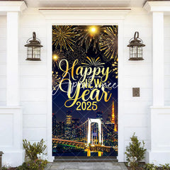 Aperturee - Aperturee Festive City Night Happy New Year 2025 Door Cover
