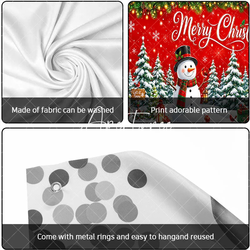 Aperturee - Aperturee Festive Merry Christmas Snowman and Snowy Christmas Tree Garage Door Banner Holiday Winter Wonderland Decor