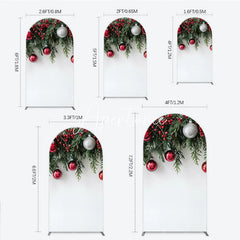 Aperturee - Aperturee Festive Red and Green Christmas Garland Round Top Arch Backdrop with Berries and Ornaments Holiday Decor
