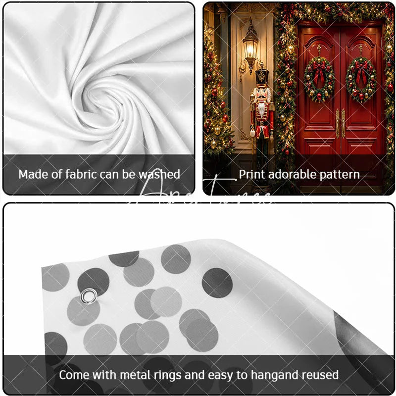 Aperturee - Aperturee Festive Red Door Christmas Nutcracker Garage Door Banner Elegant Holiday Wreaths Decoration