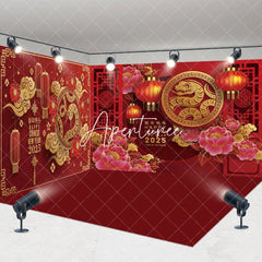 Aperturee - Aperturee Festive Red Gold Snake Year Vibe Room Set Backdrop