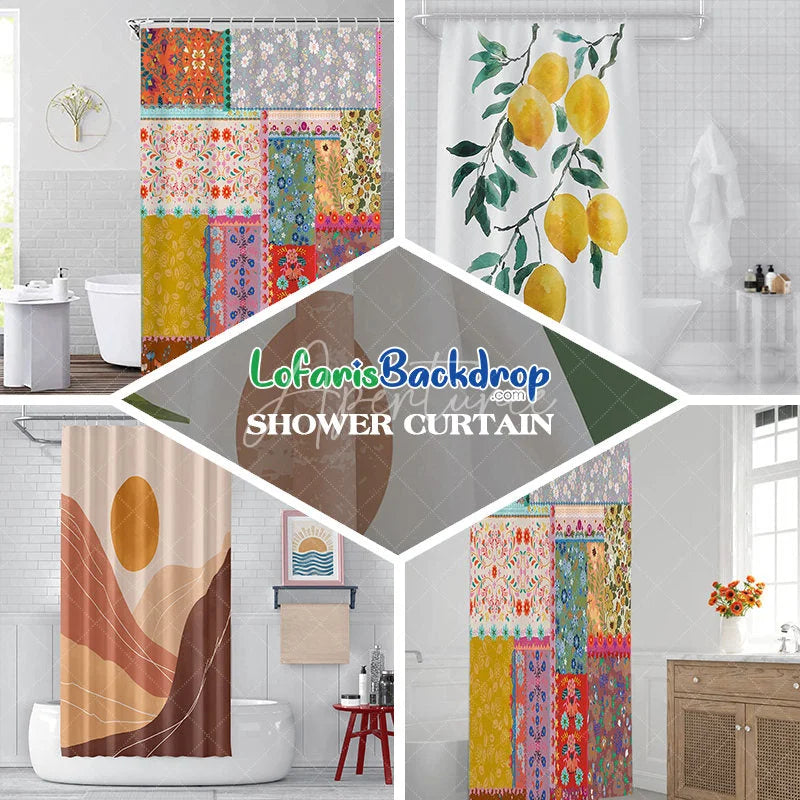 Aperturee - Aperturee Festive Red Green and Gray Christmas Tree Pattern Shower Curtain Modern Winter Holiday Bathroom Decor