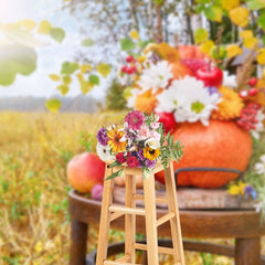 Aperturee - Aperturee Field Thanksgiving Pumpkin Floral Autumn Backdrop