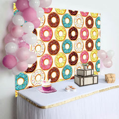 Aperturee - Aperturee Filled Donuts Colorful Sweet Happy Birthday Backdrop