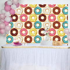 Aperturee - Aperturee Filled Donuts Colorful Sweet Happy Birthday Backdrop