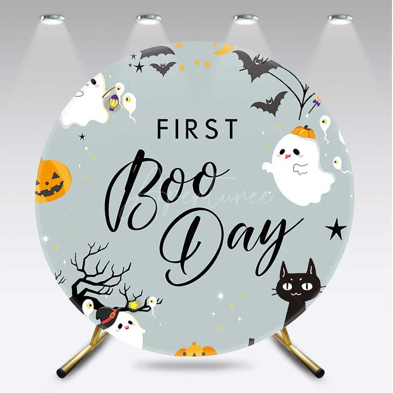 Aperturee Aperturee First Boo Day Halloween Birthday Round Backdrop