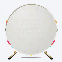 Aperturee - Aperturee First Fiesta Happy Birthday Round Backdrop Colorful Mexican Themed Party Girls Uno Inspired First Birthday Decor