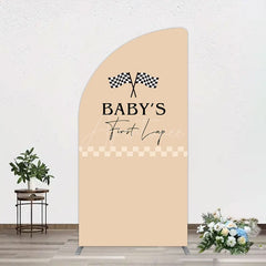 Aperturee - Aperturee First Lap Race Theme Sweet Birthday Half Moon Arch Backdrop
