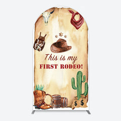 Aperturee - Aperturee First Rodeo Retro Cowboy Birthday Arch Backdrop