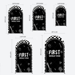 Aperturee - Aperturee First World Tour Rock Star Birthday Arch Backdrop Black and White Checkered Music Theme Band Photo Booth Decor